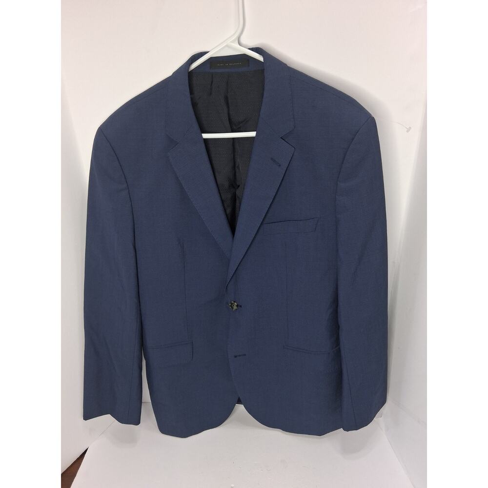 Hugo Boss BOSS Super 120 Wool Sport Coat Blazer Blue Mens 40R Made in Bulgaria